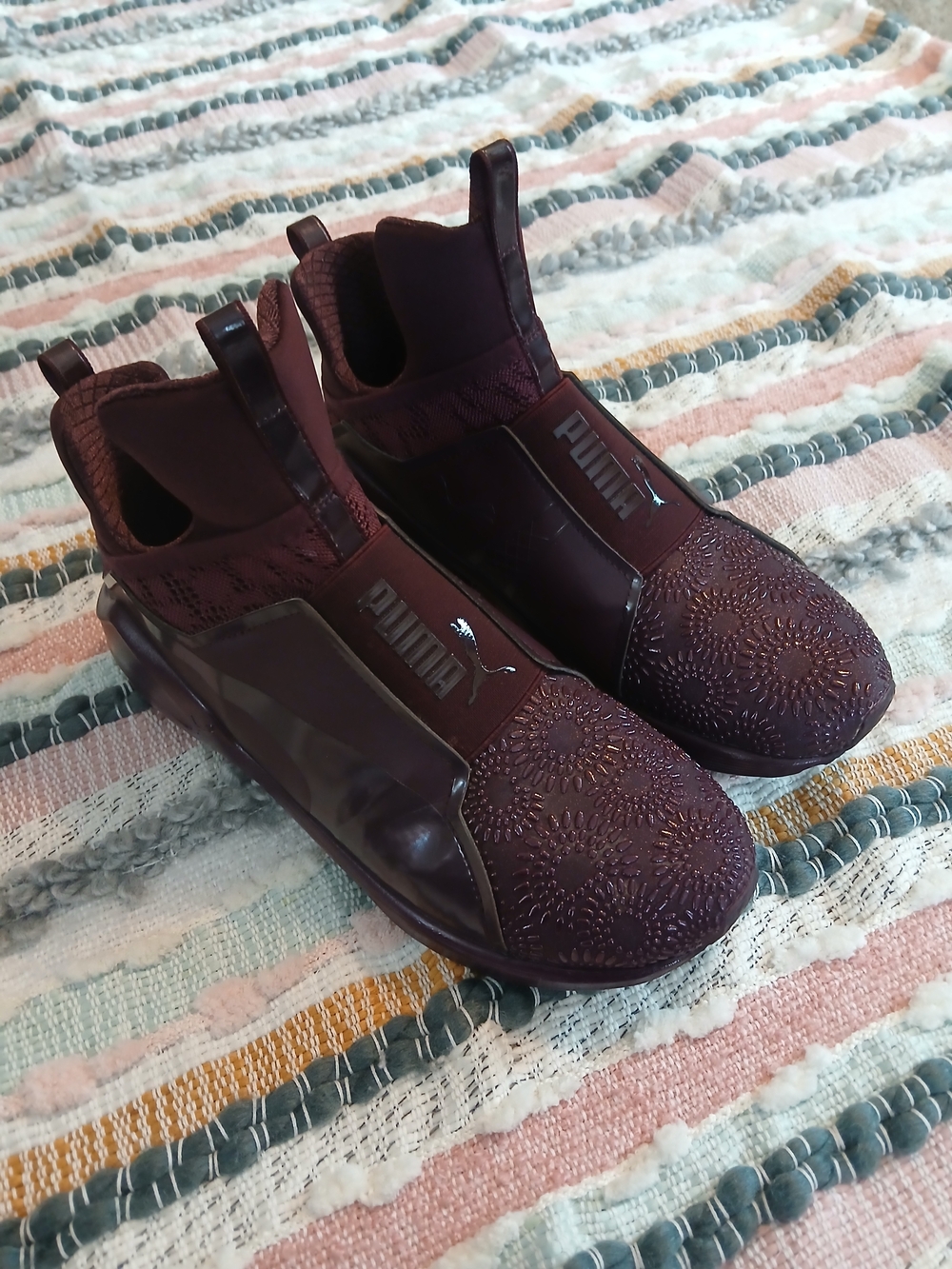 Puma Fierce Womens Burgundy Slip-On Patterned Sneakers